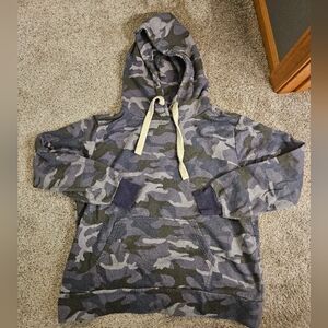 Zenana Blue Camouflage Hooded Sweater Size Xl